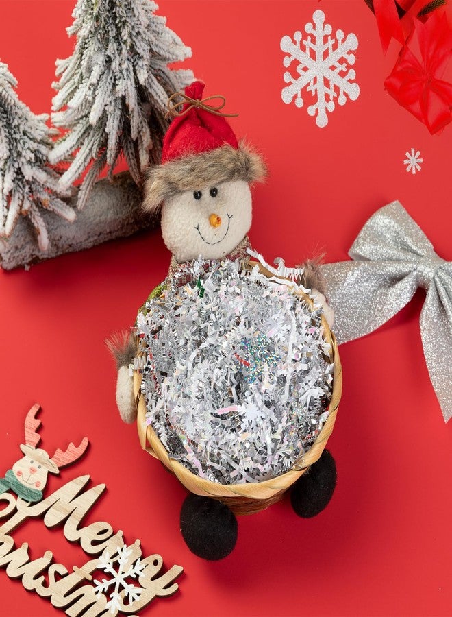 Gloreyan 8.8oz Christmas Crinkle Cut Paper Shred, Xmas Metallic Silver White Raffia Paper Sherd Filler Grass with Snowflake Confetti Decoration for Gift Wrapping Basket Filling Birthdays Weddings Party Supply - Image 5